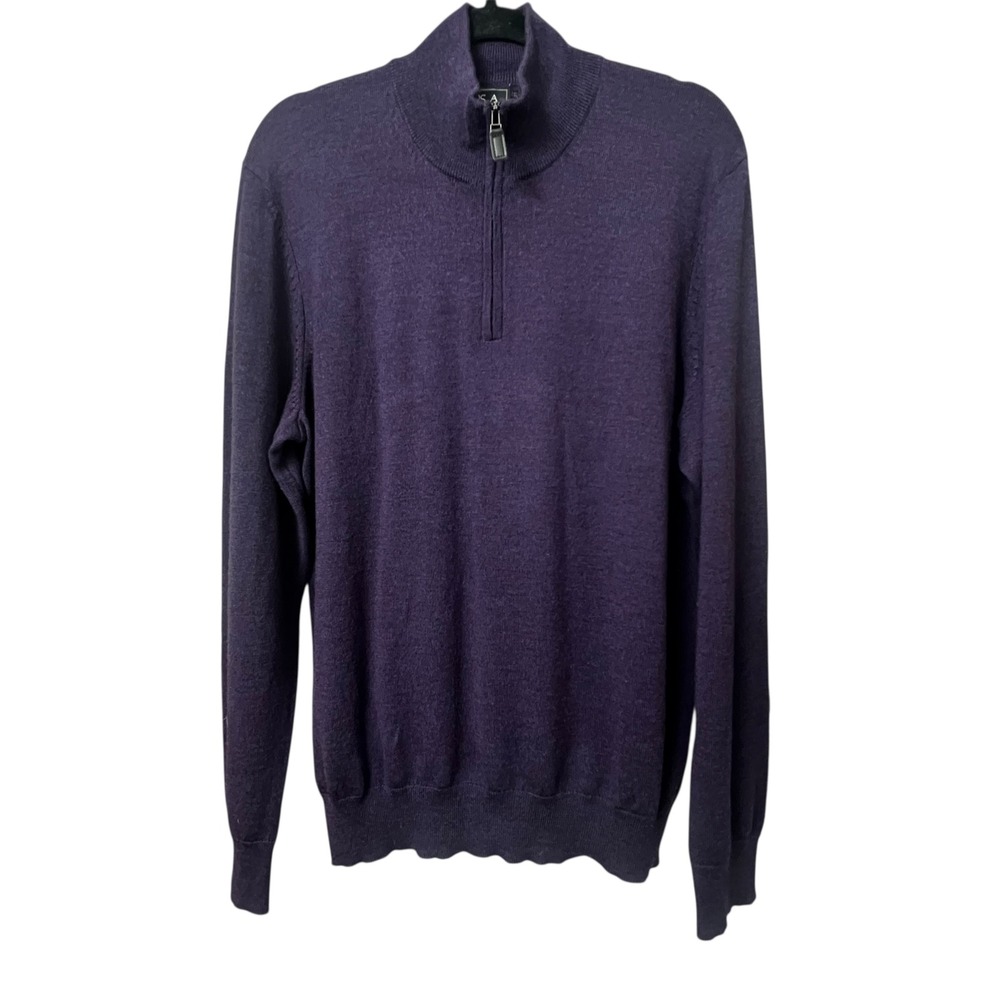 Jos A Bank Traveler Sweater Med Purple Merino Wool Minimalist Luxury Preppy‎